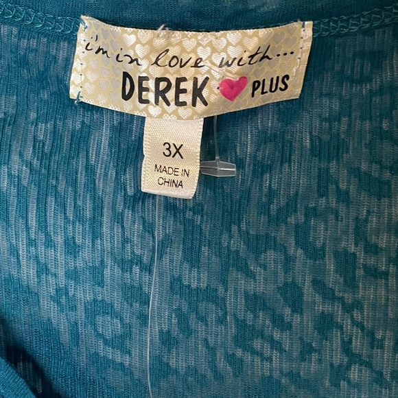 Womens Derek Heart Plus Teal Tunic Sheer Animal Print Lightweight Size 3X - Picture 4 of 7